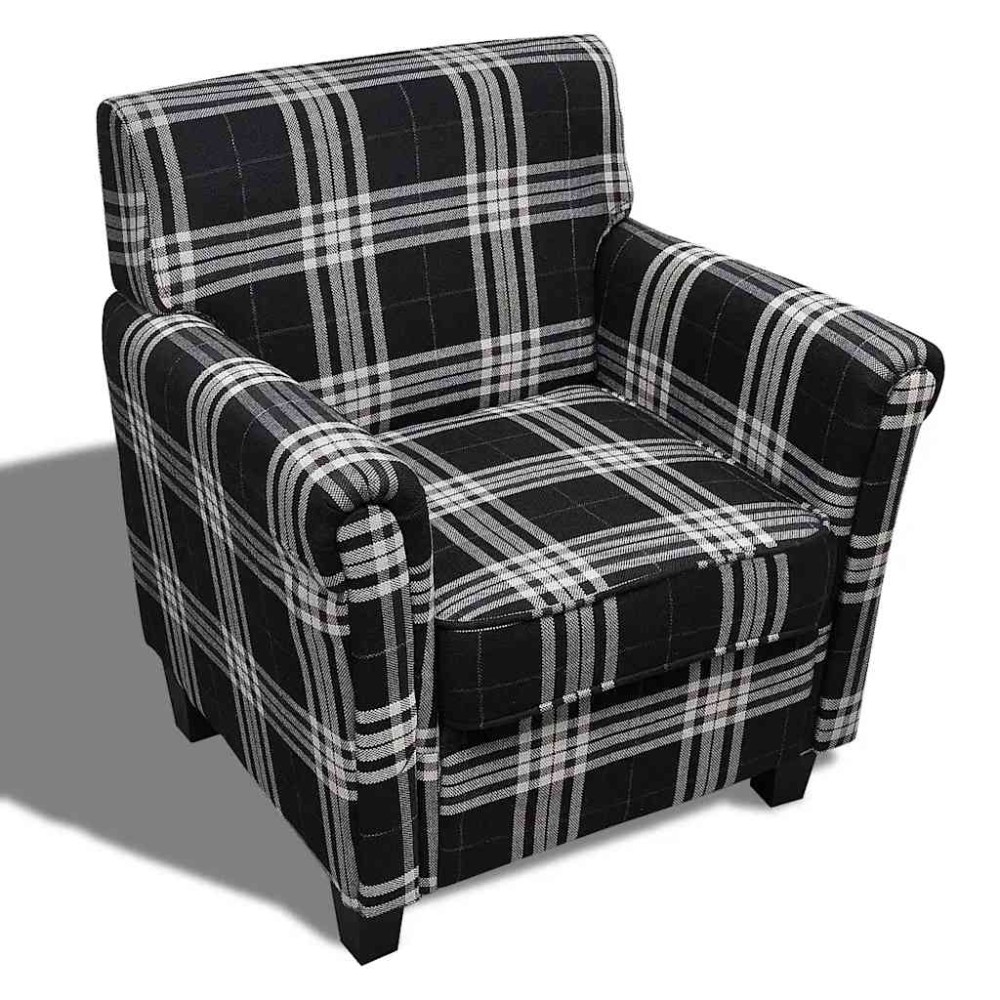 vidaXL Fotoliu cu pernă, negru, material textil