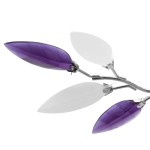 Lustră cu frunze cristal acrilic, alb/violet, pentru 3 becuri E14 Lustră cu frunze cristal acrilic, alb/violet, pentru 3 becuri E14