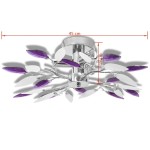 Lustră cu frunze cristal acrilic, alb/violet, pentru 3 becuri E14 Lustră cu frunze cristal acrilic, alb/violet, pentru 3 becuri E14