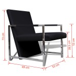 vidaXL Fotoliu cu picioare cromate, negru, piele ecologică vidaXL Fotoliu cu picioare cromate, negru, piele ecologică