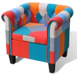 vidaXL Fotoliu cu model Patchwork, material textil vidaXL Fotoliu cu model Patchwork, material textil
