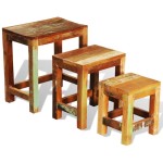 vidaXL Set mese suprapuse, 3 piese, vintage, lemn reciclat vidaXL Set mese suprapuse, 3 piese, vintage, lemn reciclat
