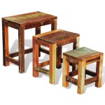 vidaXL Set mese suprapuse, 3 piese, vintage, lemn reciclat vidaXL Set mese suprapuse, 3 piese, vintage, lemn reciclat