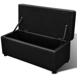 Set banchetă depozitare, piele eco, taburet pt. picioare, negru, 3 buc Set banchetă depozitare, piele eco, taburet pt. picioare, negru, 3 buc