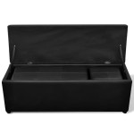 Set banchetă depozitare, piele eco, taburet pt. picioare, negru, 3 buc Set banchetă depozitare, piele eco, taburet pt. picioare, negru, 3 buc
