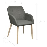 vidaXL Scaune bucătărie 2 buc, gri deschis, textil & lemn stejar masiv vidaXL Scaune bucătărie 2 buc, gri deschis, textil & lemn stejar masiv