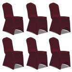 vidaXL Husă de scaun elastică, 6 buc., vișiniu vidaXL Husă de scaun elastică, 6 buc., vișiniu