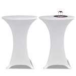 vidaXL Husă de masă cu picior Ø60 cm, 2 buc., alb, elastic vidaXL Husă de masă cu picior Ø60 cm, 2 buc., alb, elastic