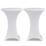 vidaXL Husă de masă cu picior Ø70 cm, 2 buc., alb, elastic vidaXL Husă de masă cu picior Ø70 cm, 2 buc., alb, elastic