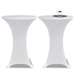 vidaXL Husă de masă cu picior Ø70 cm, 2 buc., alb, elastic vidaXL Husă de masă cu picior Ø70 cm, 2 buc., alb, elastic
