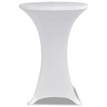 vidaXL Husă de masă cu picior Ø80 cm, 2 buc., alb, elastic vidaXL Husă de masă cu picior Ø80 cm, 2 buc., alb, elastic