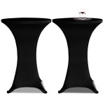 vidaXL Husă de masă cu picior Ø80 cm, 2 buc., negru, elastic vidaXL Husă de masă cu picior Ø80 cm, 2 buc., negru, elastic