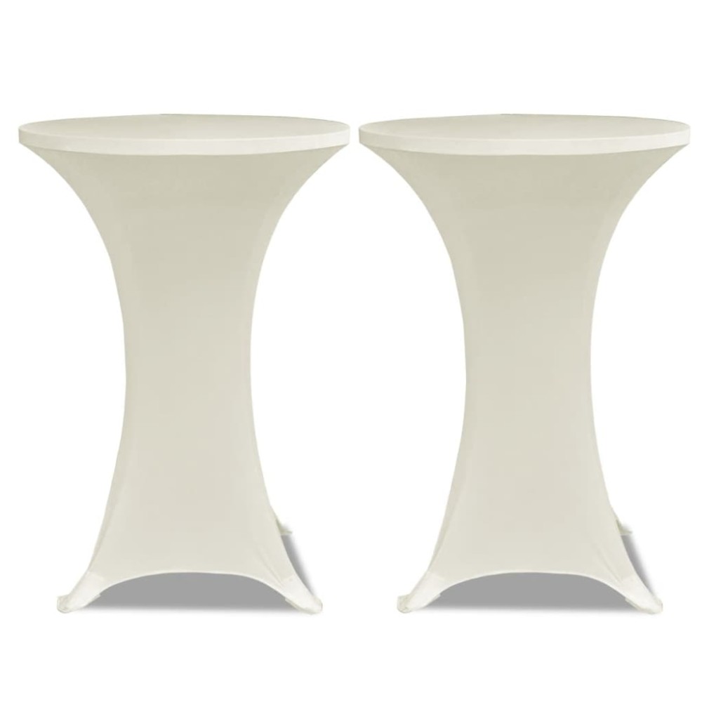 vidaXL Husă de masă cu picior Ø60 cm, 2 buc., crem, elastic