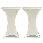 vidaXL Husă de masă cu picior Ø60 cm, 2 buc., crem, elastic vidaXL Husă de masă cu picior Ø60 cm, 2 buc., crem, elastic