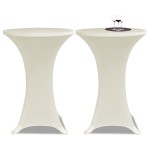 vidaXL Husă de masă cu picior Ø60 cm, 2 buc., crem, elastic vidaXL Husă de masă cu picior Ø60 cm, 2 buc., crem, elastic