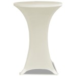 vidaXL Husă de masă cu picior Ø60 cm, 2 buc., crem, elastic vidaXL Husă de masă cu picior Ø60 cm, 2 buc., crem, elastic