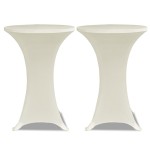 vidaXL Husă de masă cu picior Ø70 cm, 2 buc., crem, elastic vidaXL Husă de masă cu picior Ø70 cm, 2 buc., crem, elastic