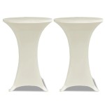 vidaXL Husă de masă cu picior Ø80 cm, 2 buc., crem, elastic vidaXL Husă de masă cu picior Ø80 cm, 2 buc., crem, elastic