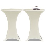 vidaXL Husă de masă cu picior Ø80 cm, 2 buc., crem, elastic vidaXL Husă de masă cu picior Ø80 cm, 2 buc., crem, elastic