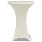 vidaXL Husă de masă cu picior Ø80 cm, 2 buc., crem, elastic vidaXL Husă de masă cu picior Ø80 cm, 2 buc., crem, elastic