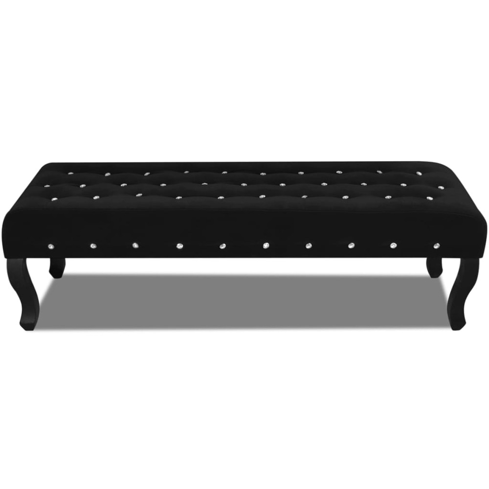 vidaXL Bancă din catifea, cu nasturi de cristal, negru