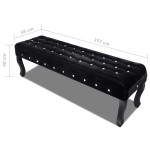 vidaXL Bancă din catifea, cu nasturi de cristal, negru