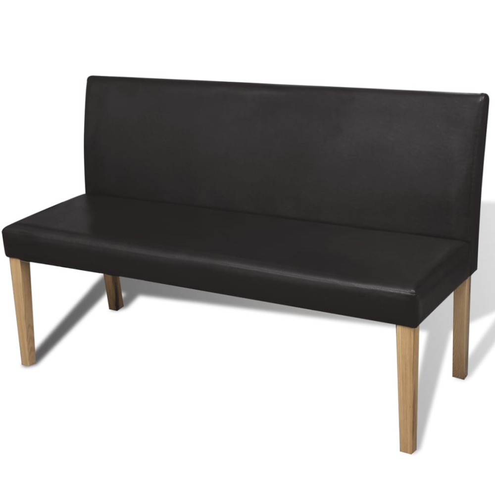 vidaXL Bancă, maro închis, 139,5 cm, piele ecologică