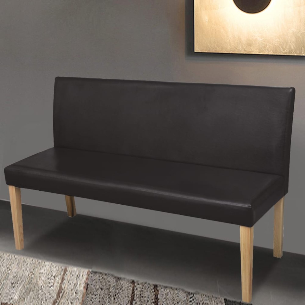 vidaXL Bancă, maro închis, 139,5 cm, piele ecologică