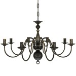 Candelabru alb de metal în stil antichizat, 8 x becuri E14 Candelabru alb de metal în stil antichizat, 8 x becuri E14