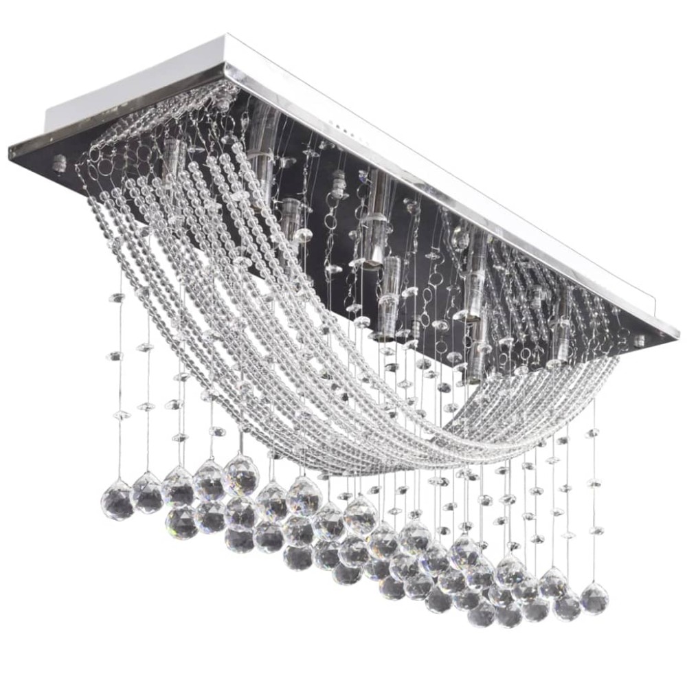 vidaXL Lustră albă cu mărgele de cristal din sticlă 8xG9 29 cm
