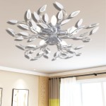 Plafoniera transparentă/albă brațe frunze cristal acrilic 5 becuri E14 Plafoniera transparentă/albă brațe frunze cristal acrilic 5 becuri E14