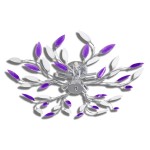 Plafoniera violet/albă brațe frunze cristal acrilic 5 becuri E14 Plafoniera violet/albă brațe frunze cristal acrilic 5 becuri E14