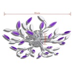 Plafoniera violet/albă brațe frunze cristal acrilic 5 becuri E14 Plafoniera violet/albă brațe frunze cristal acrilic 5 becuri E14