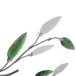 Plafoniera verde/albă, cu brațe frunze cristal acrilic, 5 becuri E14 Plafoniera verde/albă, cu brațe frunze cristal acrilic, 5 becuri E14