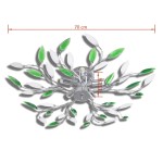 Plafoniera verde/albă, cu brațe frunze cristal acrilic, 5 becuri E14 Plafoniera verde/albă, cu brațe frunze cristal acrilic, 5 becuri E14