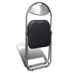 vidaXL Scaune bucătărie pliabile 6 buc, negru, piele ecologică & oțel