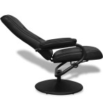 vidaXL Fotoliu TV cu taburet, negru, piele ecologică