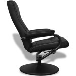 vidaXL Fotoliu TV cu taburet, negru, piele ecologică