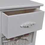 vidaXL Dulap cu 1 sertar și 2 coșuri, alb, lemn de paulownia
