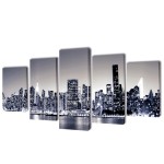 Set de tablouri pânză, monocrom, imprimeu New York Skyline, 100x50 cm Set de tablouri pânză, monocrom, imprimeu New York Skyline, 100x50 cm