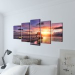 Set tablouri imprimate Plajă cu pavilion 100 x 50 cm Set tablouri imprimate Plajă cu pavilion 100 x 50 cm