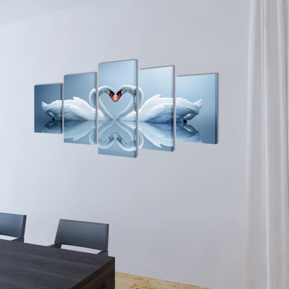 Set tablouri din pânză cu imprimeu lebădă, 100 x 50 cm