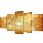 Set tablouri din pânză cu imprimeu harta lumii, 200 x 100 cm Set tablouri din pânză cu imprimeu harta lumii, 200 x 100 cm