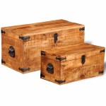 vidaXL Set cufere de depozitare, 2 piese, lemn mango nefinisat vidaXL Set cufere de depozitare, 2 piese, lemn mango nefinisat