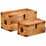 vidaXL Set cufere de depozitare, 2 piese, lemn mango nefinisat vidaXL Set cufere de depozitare, 2 piese, lemn mango nefinisat