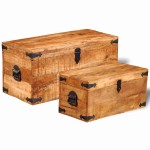 vidaXL Set cufere de depozitare, 2 piese, lemn mango nefinisat vidaXL Set cufere de depozitare, 2 piese, lemn mango nefinisat