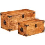 vidaXL Set cufere de depozitare, 2 piese, lemn mango nefinisat vidaXL Set cufere de depozitare, 2 piese, lemn mango nefinisat