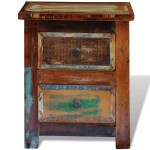 vidaXL Noptieră cu 2 sertare, lemn masiv reciclat