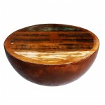 vidaXL Măsuță cafea, formă de bol, bază din oțel, lemn masiv reciclat vidaXL Măsuță cafea, formă de bol, bază din oțel, lemn masiv reciclat