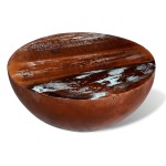 vidaXL Măsuță cafea, formă de bol, bază din oțel, lemn masiv reciclat vidaXL Măsuță cafea, formă de bol, bază din oțel, lemn masiv reciclat